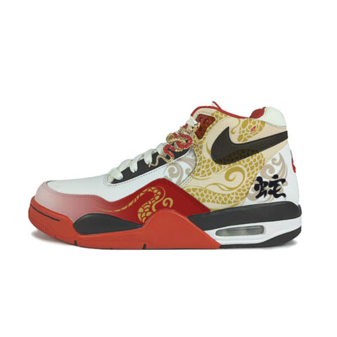 Nike Flight Legacy Cushioning Slip Resistant Mid top Vintage Basketball Shoes Unisex Red White