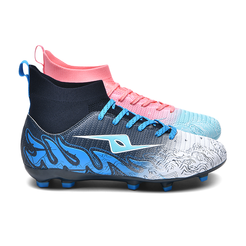 XISAILONG AG Artificial Ground Slip Resistant Coverage Slip Resistant Coverage Soccer Shoes Unisex Pink Blue Mismatched