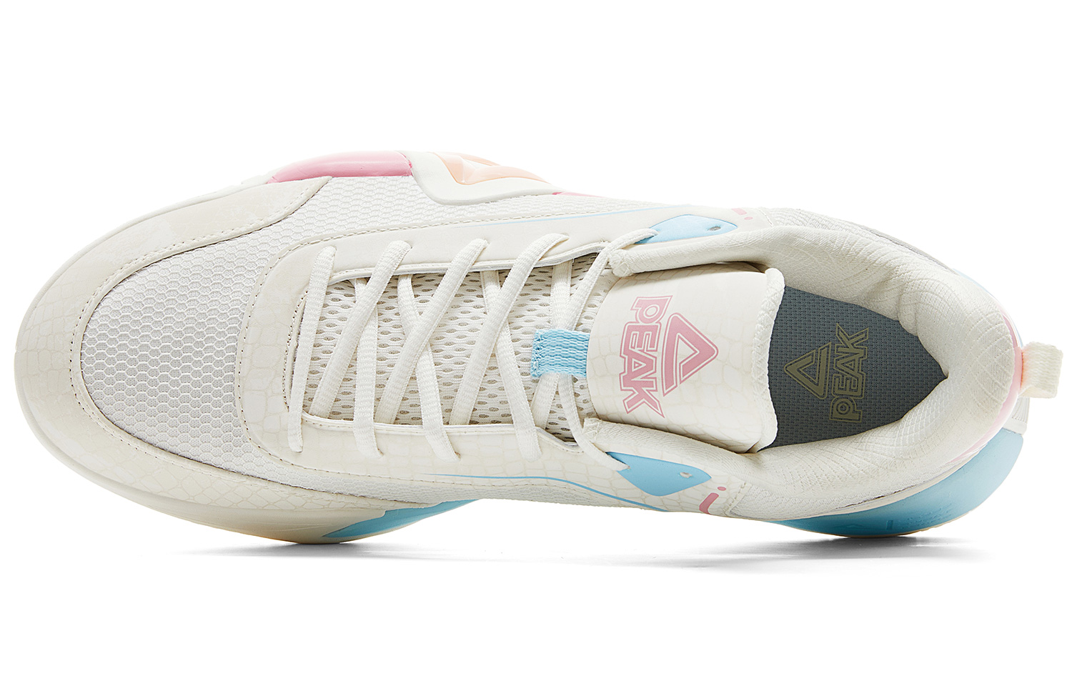 PEAK Fengji Basketball Shoes Men’s Low Top White Pink Blue
