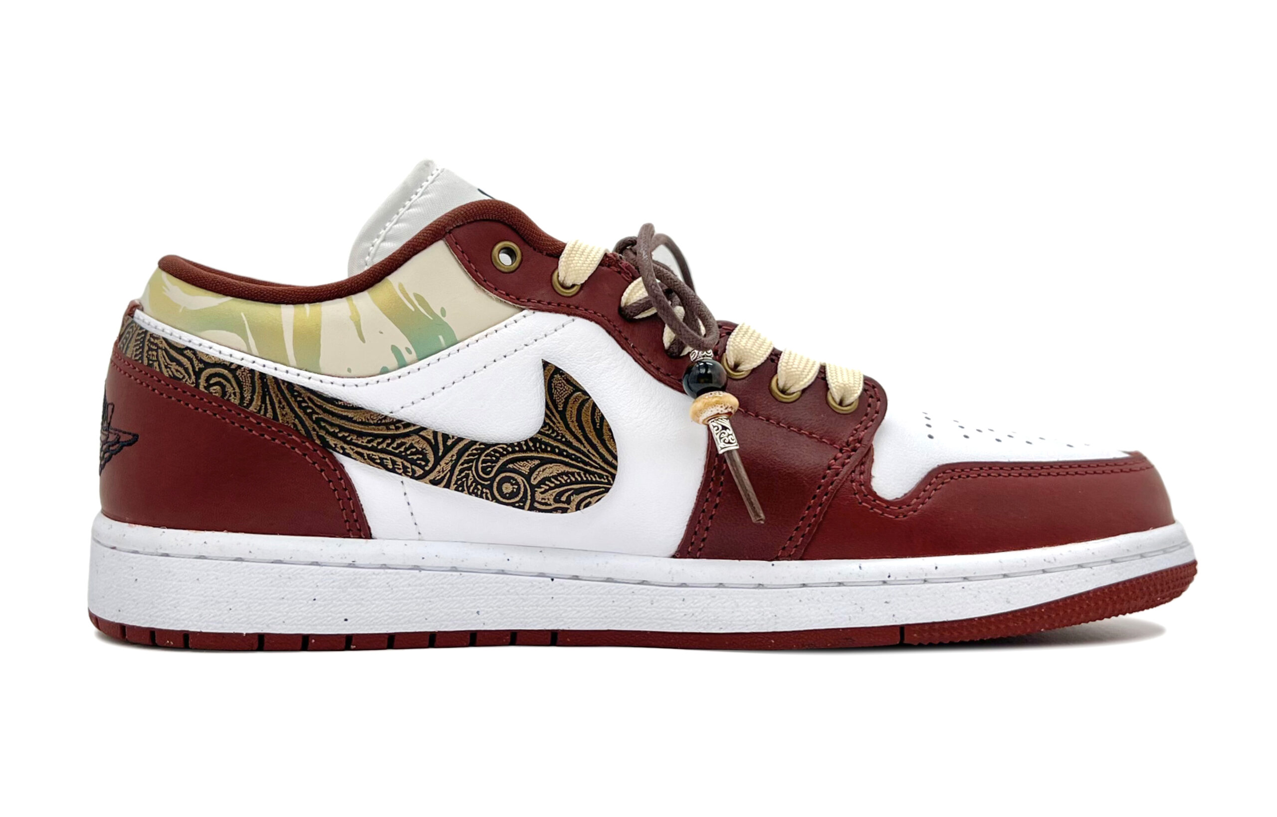 Jordan Air Jordan 1 Slip Resistant Abrasion Resistant Low top Vintage Basketball Shoes Men’s Red White