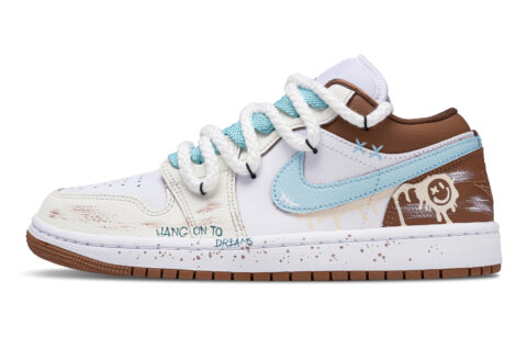 Jordan Air Jordan 1 Vintage Basketball Shoes Unisex Low Top White/Blue/Brown