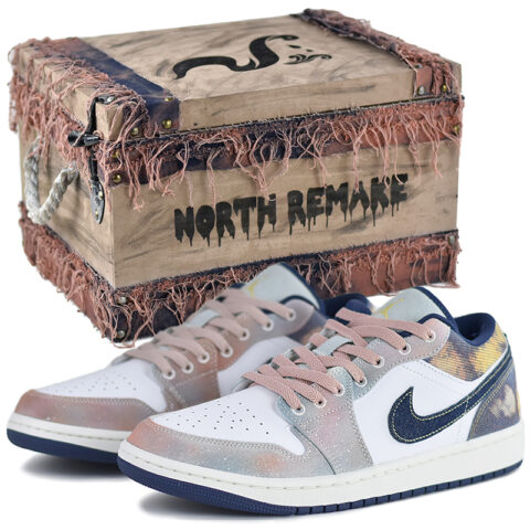 Jordan Air Jordan 1 NR Cushioning Slip Resistant Abrasion Resistant Low top Vintage Basketball Shoes Men’s Blue Pink