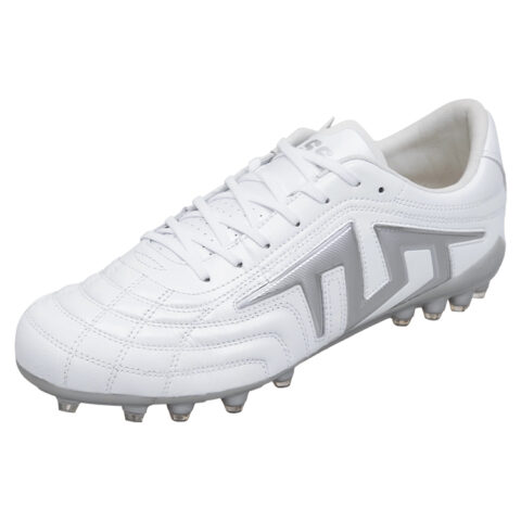 TLSS. MG Multi Ground Artificial Turf Cushioning Lightweight Soccer Shoes Men’s White Silver