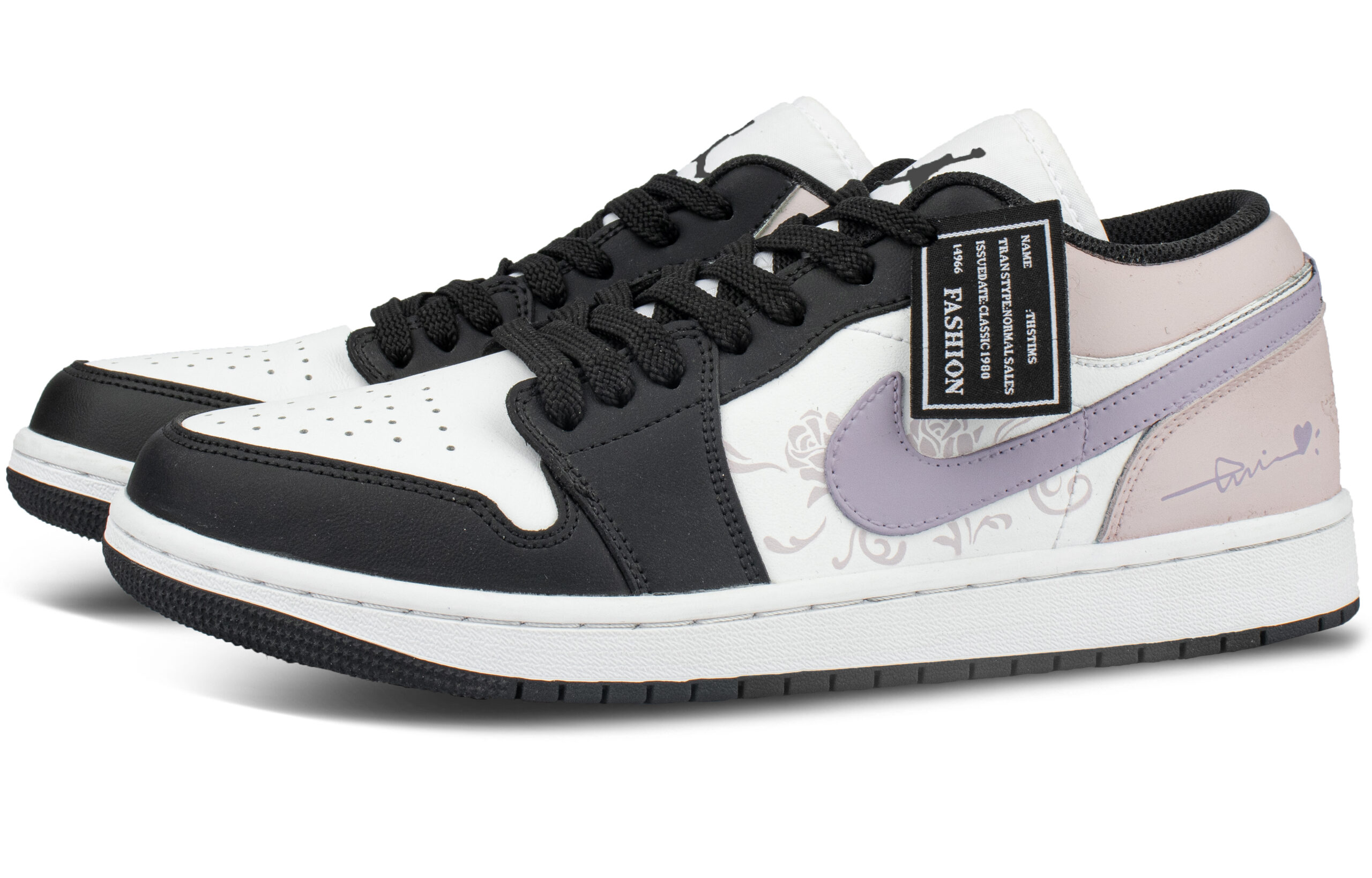 Jordan Air Jordan 1 Cushioning Low top Vintage Basketball Shoes Unisex Black Purple