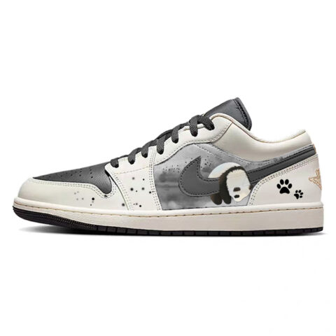 Jordan Air Jordan 1 Slip Resistant Abrasion Resistant Low top Vintage Basketball Shoes Men’s White