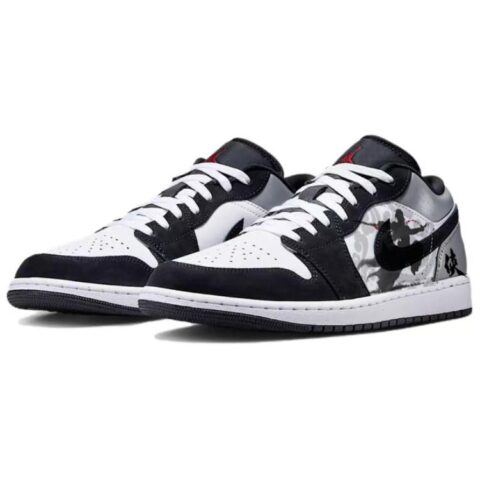 Jordan Air Jordan 1 Slip Resistant Abrasion Resistant Low top Vintage Basketball Shoes Unisex Black