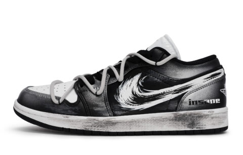 Jordan Air Jordan 1 Nighttime Floating Clouds Vintage Basketball Shoes Unisex Black White Gray