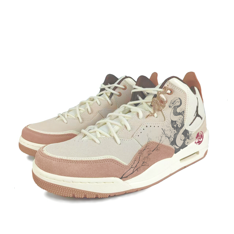Jordan Courtside 23 Abrasion Resistant Slip Resistant Mid top Vintage Basketball Shoes Men’s Brown White