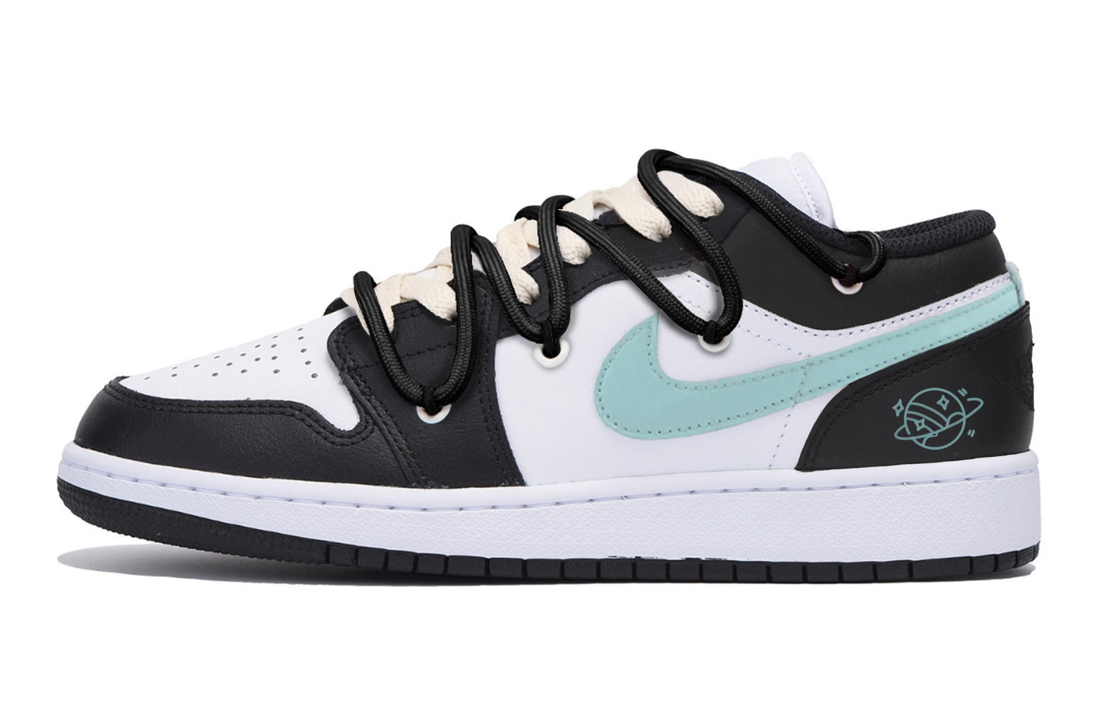 Jordan Air Jordan 1 Abrasion Resistant Slip Resistant Low top Vintage Basketball Shoes Men’s Black White Blue