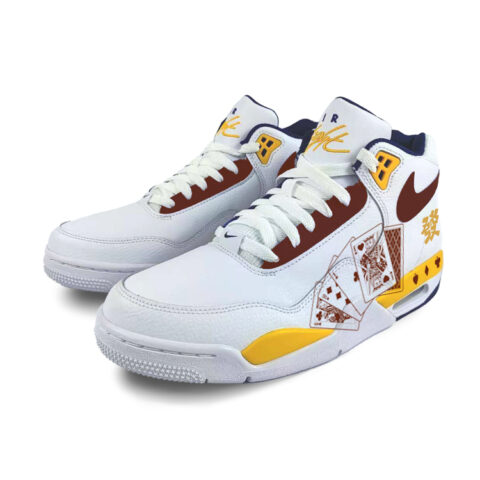 Nike Flight Legacy Leather Cushioning Slip Resistant Abrasion Resistant Mid top Vintage Basketball Shoes Men’s White