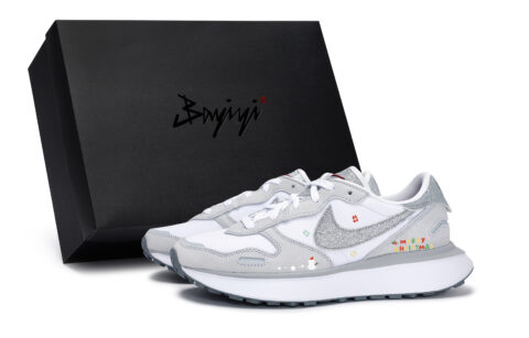 Nike Phoenix Waffle Slip Resistant Abrasion Resistant Low top Running Shoes Women’s White Silver Gray