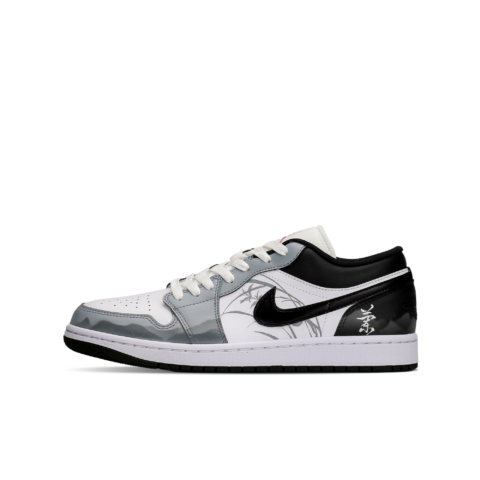 Jordan Air Jordan 1 Low top Vintage Basketball Shoes Unisex Black White Gray