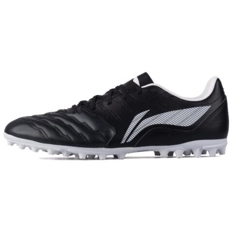 Li Ning MG Multi Ground Natural Grass Synthetic Leather Cushioning, Wear Resistant Soccer Shoes Unisex Black