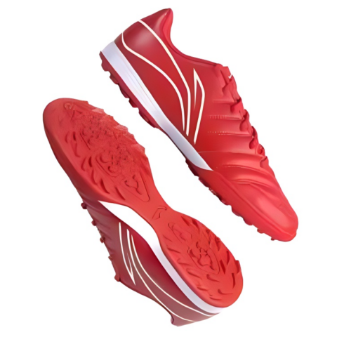 Li Ning Slip Resistant, Abrasion Resistant, Lightweight Soccer Shoes Unisex Vermilion