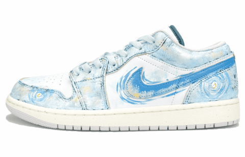 Jordan Air Jordan 1 Abrasion Resistant Low top Vintage Basketball Shoes Unisex Blue White