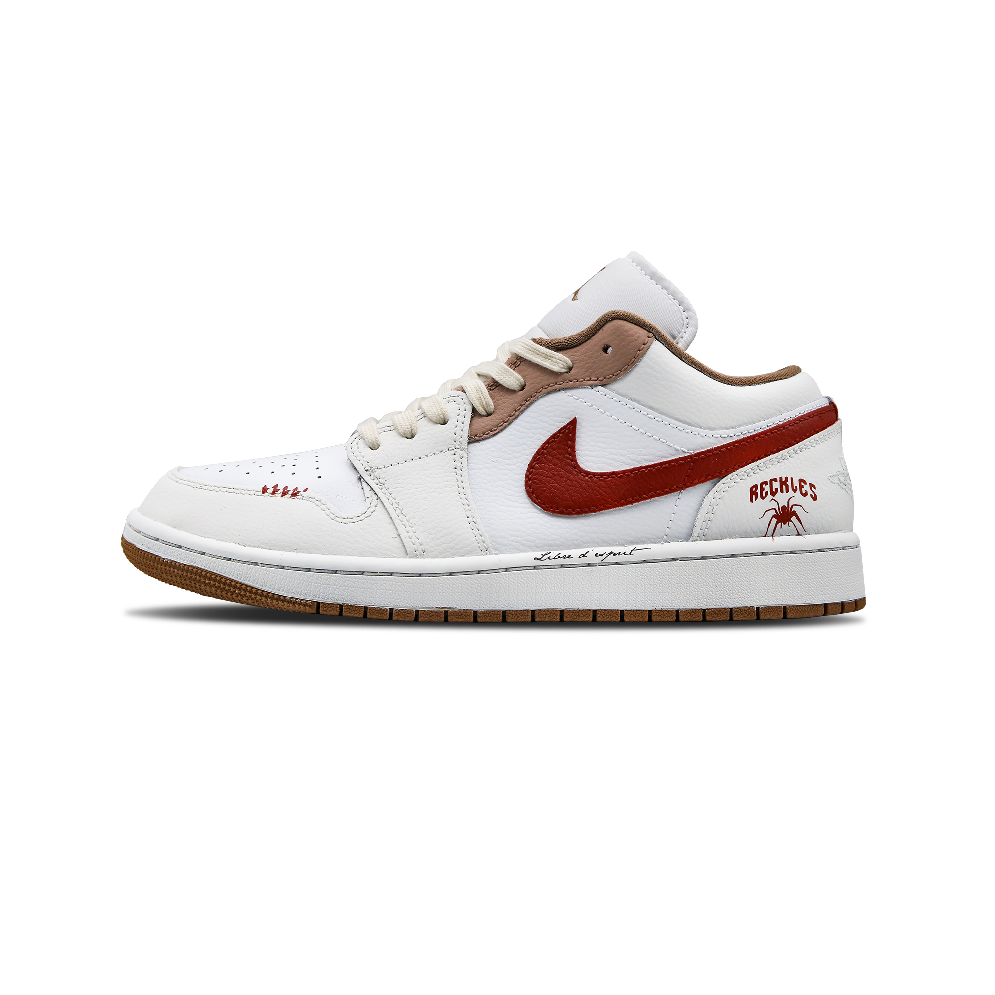 Jordan Air Jordan 1 Noon Starlight Abrasion Resistant Low top Vintage Basketball Shoes Unisex White Red
