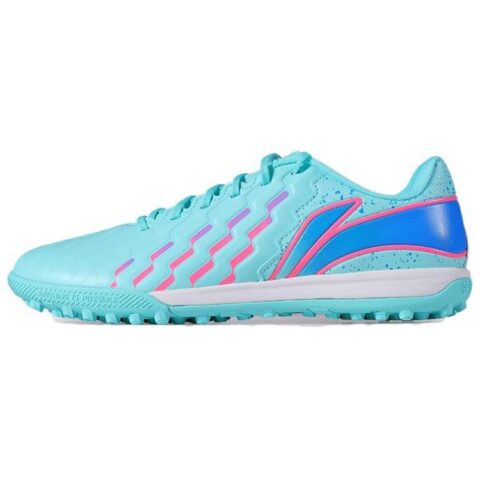 Li Ning Brocade Soccer Shoes Men’s Low Top Green Pink Blue