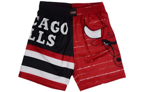 Mitchell Ness Basketball Shorts Unisex Red Black Patchwork