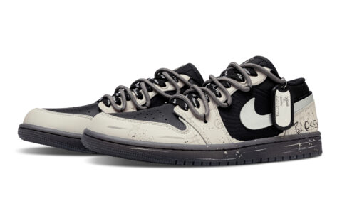 Jordan Air Jordan 1 Low top Vintage Basketball Shoes Unisex Beige Black