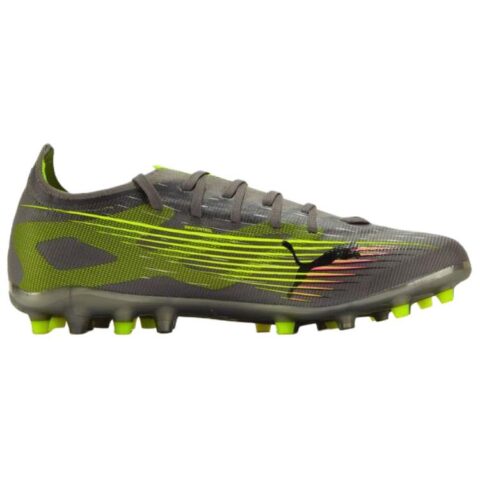 PUMA Ultra 5 Match MG Multi Ground Abrasion Resistant Soccer Shoes Men’s Gray Yellow