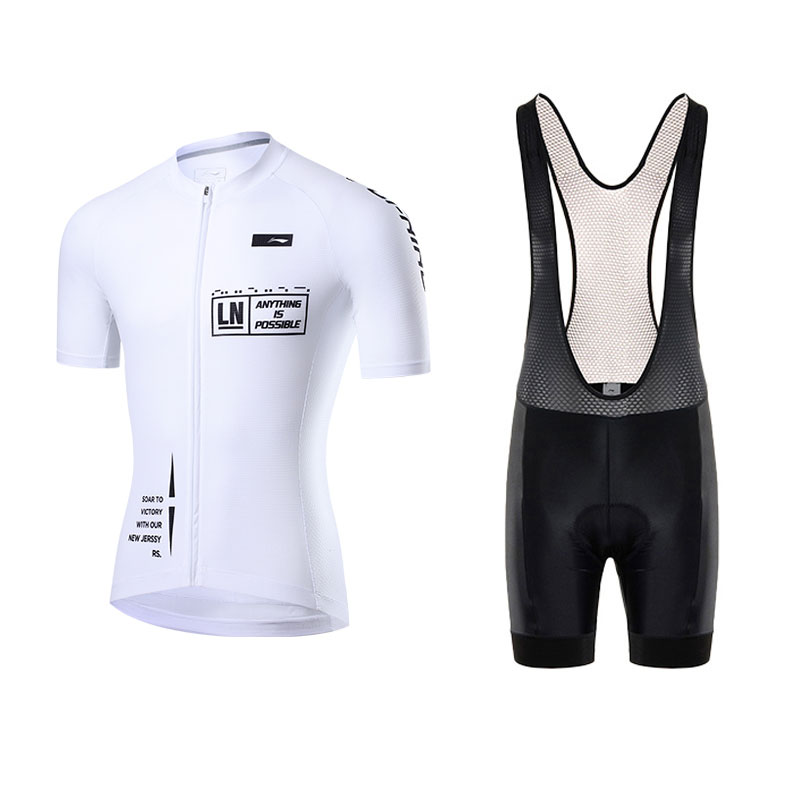 Li Ning Cycling Suits Men’s White+Black Crew Neck Thin