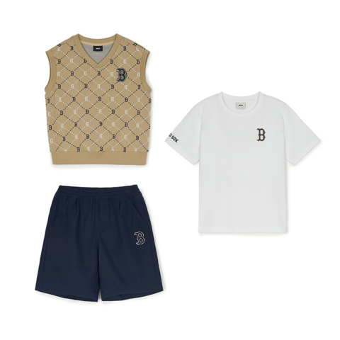 MLB KIDS Casual Sportswear Set Of 3 Standard Beige Yellow Children Aged 3 7 Years Old