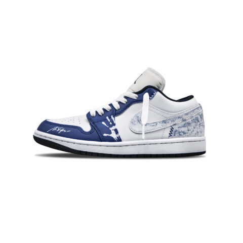 Jordan Air Jordan 1 ‘PalmWave’ Leather Slip Resistant Low top Basketball Shoes Women’s Blue White