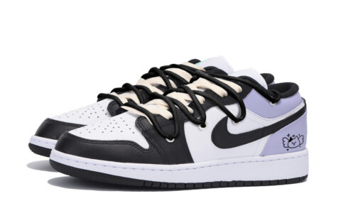 Jordan Air Jordan 1 Puppy Fragment Anti-Slip Wear-Resistant Low-Top Vintage Basketball Shoes Men’s Black Purple