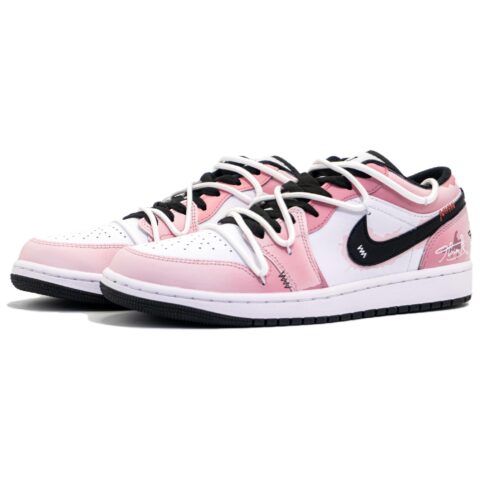 Jordan Air Jordan 1 Slip Resistant Abrasion Resistant Low top Vintage Basketball Shoes Men’s Pink