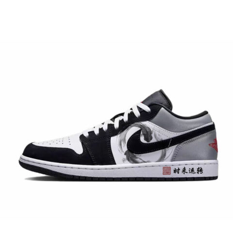 Jordan Air Jordan 1 Slip Resistant Abrasion Resistant Low top Vintage Basketball Shoes Unisex Black