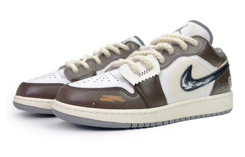 Jordan Air Jordan 1 Linden Slip Resistant Abrasion Resistant Low top Vintage Basketball Shoes GS White Brown