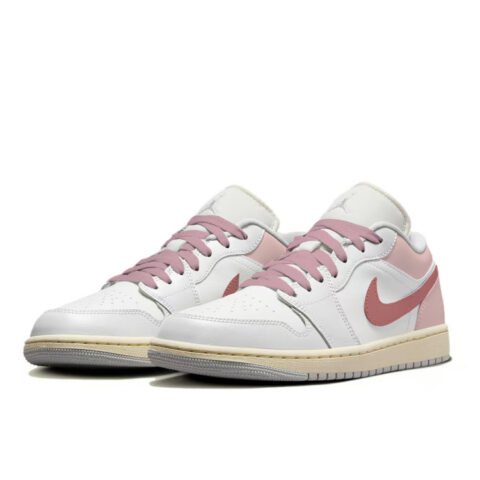 Jordan Air Jordan 1 Low top Vintage Basketball Shoes Women’s Gray White Pink