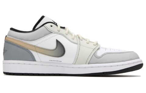 Jordan Air Jordan 1 Slip Resistant Abrasion Resistant Low top Vintage Basketball Shoes Men’s White Gray