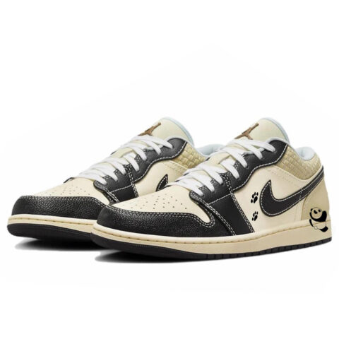 Jordan Air Jordan 1 Slip Resistant Abrasion Resistant Low top Vintage Basketball Shoes Men’s Black