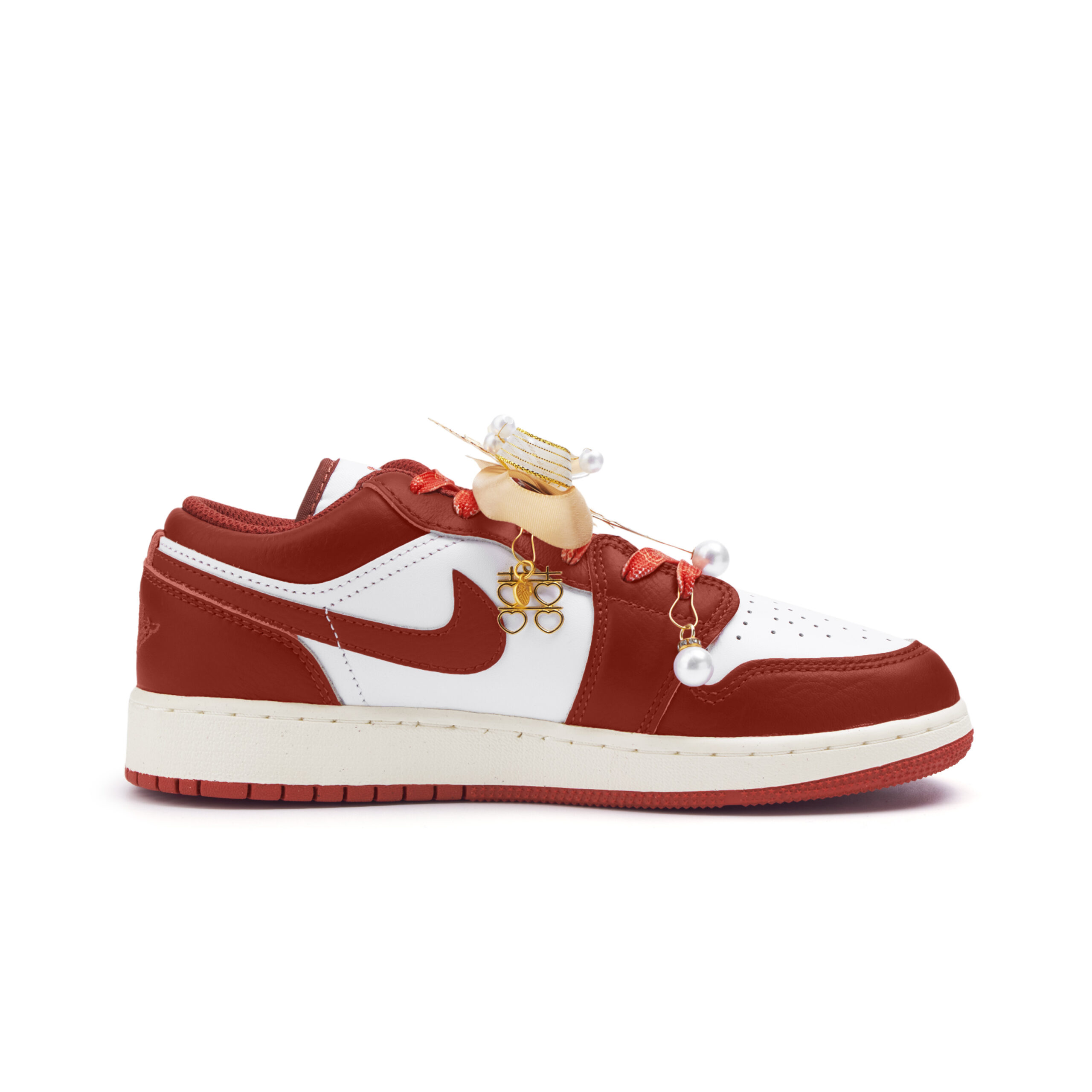 Jordan Air Jordan 1 Slip Resistant Abrasion Resistant Low top Vintage Basketball Shoes Women’s Red