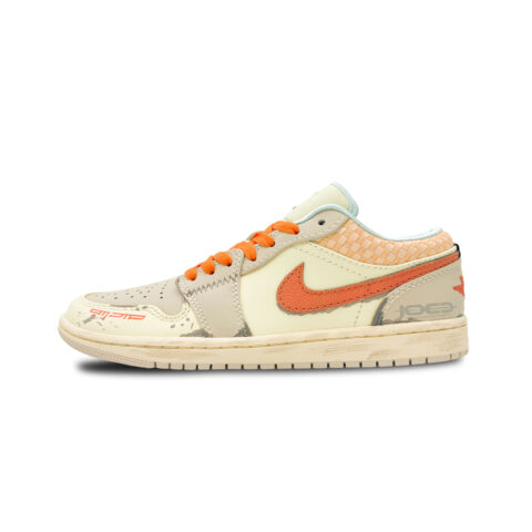 Jordan Air Jordan 1 Abrasion Resistant Low top Vintage Basketball Shoes Women’s Beige Brown Orange
