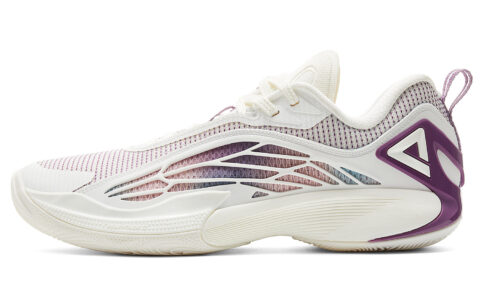 PEAK Cushioning Abrasion Resistant Rebound Low top Basketball Shoes Men’s Super Light White Purple