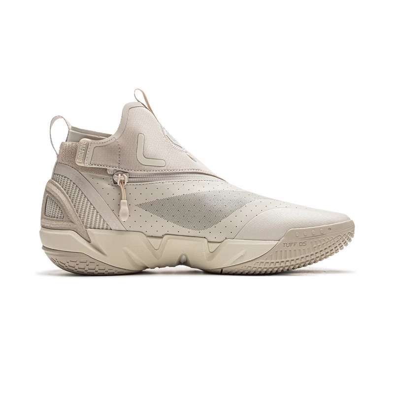Li Ning BadFive 4 Cushioning Slip Resistant Abrasion Resistant Mid top Basketball Shoes Men’s Beige
