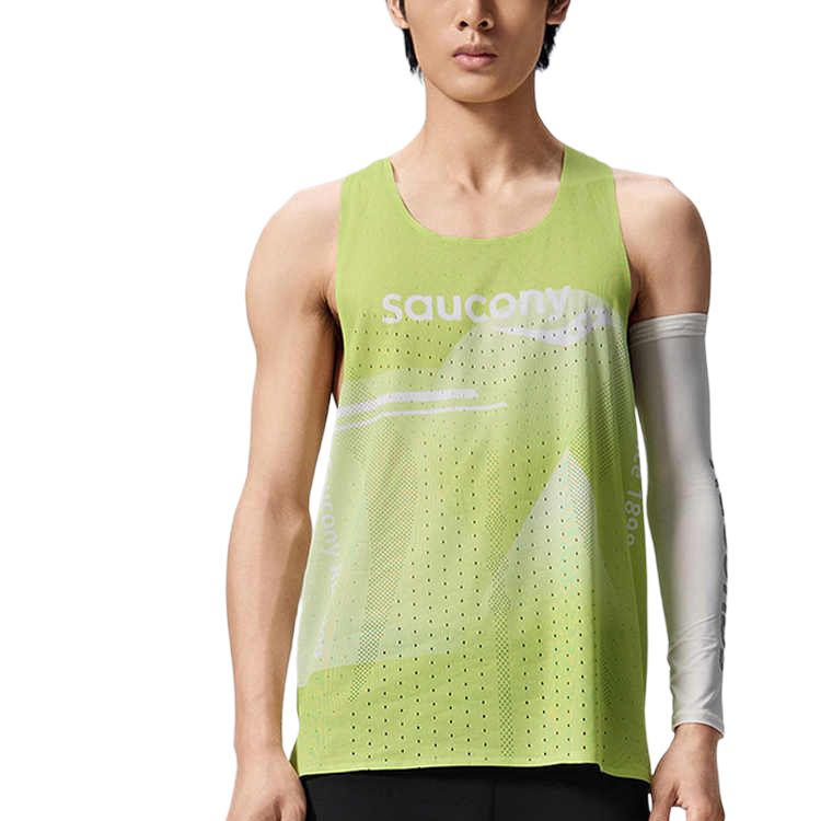 Saucony Running Tank Top Unisex Geometric Yellow Green Combo