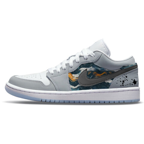 Jordan Air Jordan 1 Abrasion Resistant Slip Resistant Low top Vintage Basketball Shoes Women’s Gray White
