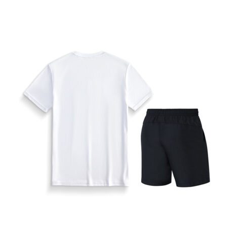 Li Ning Casual Sportswear Men’s White Short Sleeved Shirt+Black Shorts