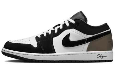 Jordan Air Jordan 1 Black Mocha Leather Abrasion Resistant Abrasion Resistant Low top Vintage Basketball Shoes Unisex