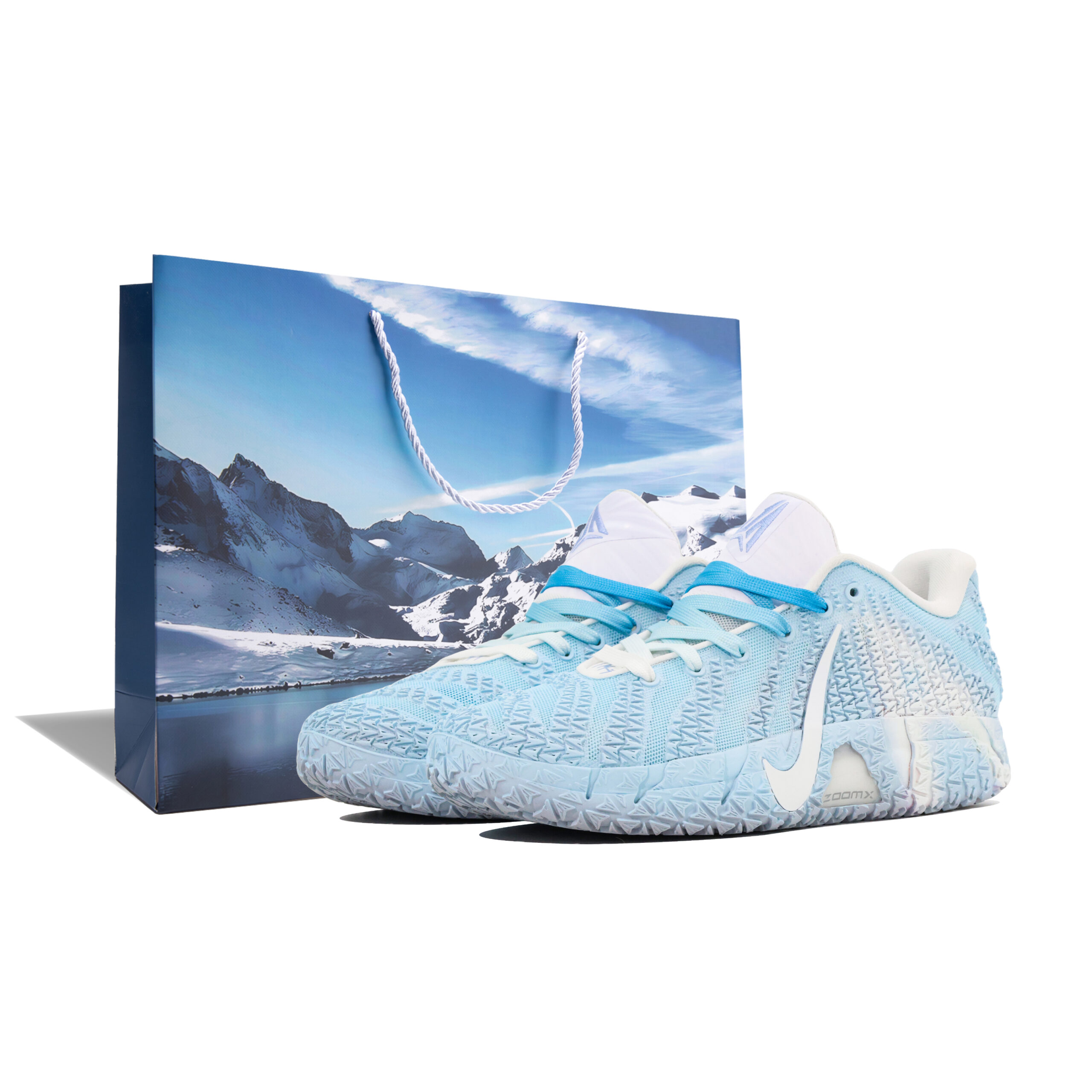 Nike Ja Morant 3 Premium Ice, Shopping Bag Mesh Abrasion Resistant Grip Low top Basketball Shoes Unisex White Blue