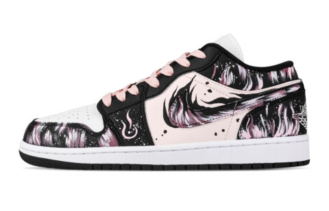 Jordan Air Jordan 1 Love Flame Ignites Heart Low top Vintage Basketball Shoes Unisex Black White Pink