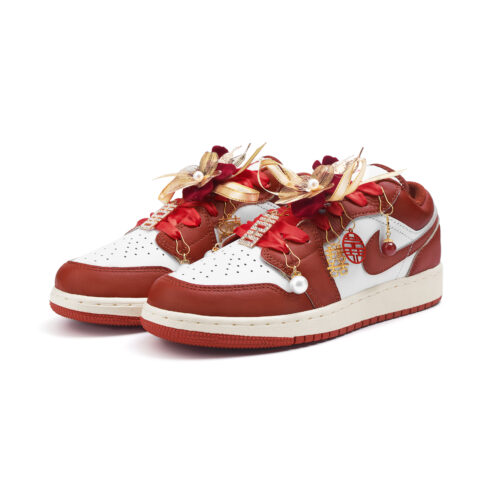 Jordan Air Jordan 1 Slip Resistant Abrasion Resistant Low top Vintage Basketball Shoes Women’s Red