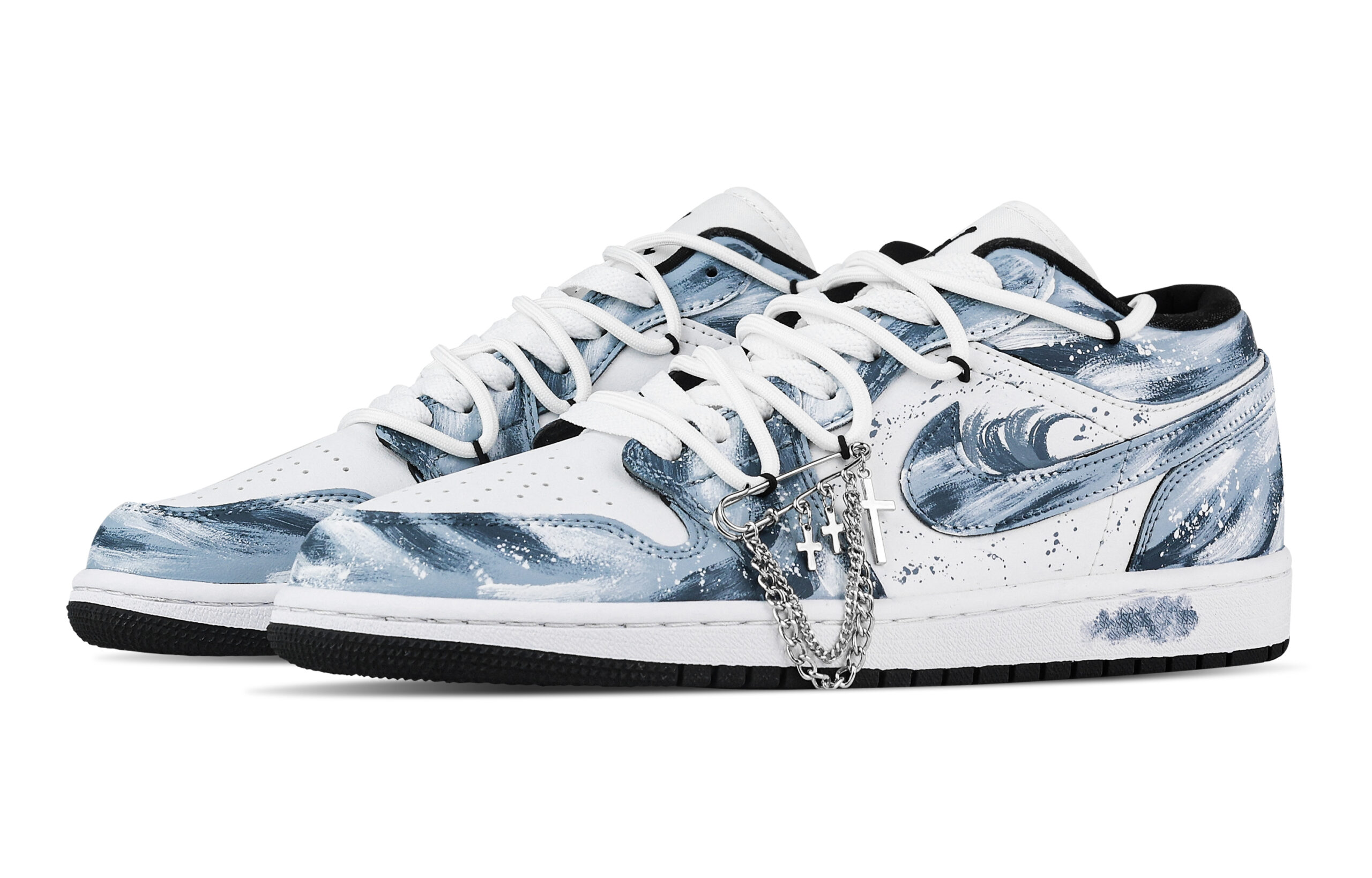 Jordan Air Jordan 1 Wave Soaring Abrasion Resistant Low top Vintage Basketball Shoes Unisex White Blue