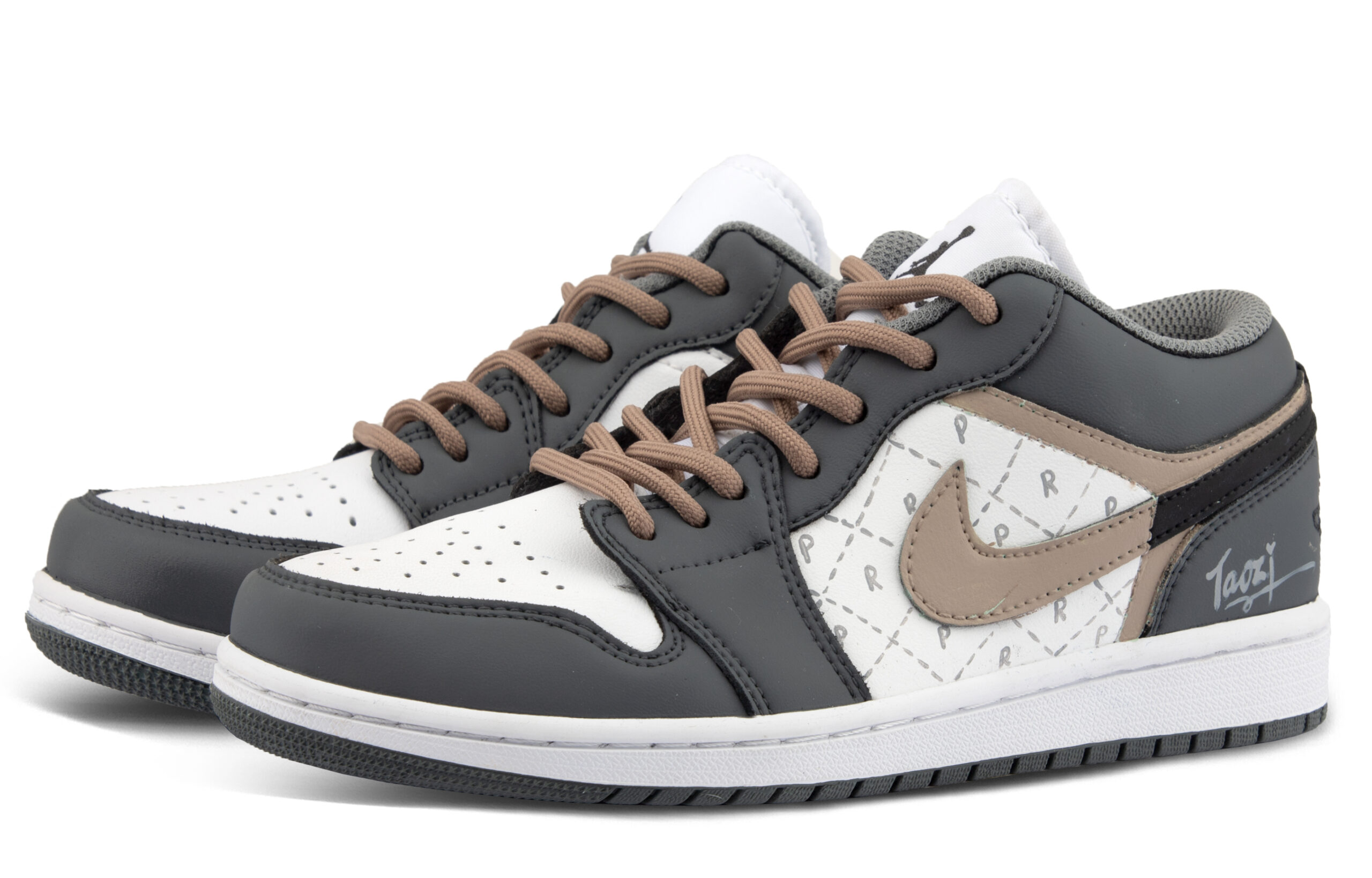 Jordan Air Jordan 1 Cushioning Low top Vintage Basketball Shoes Unisex Brown