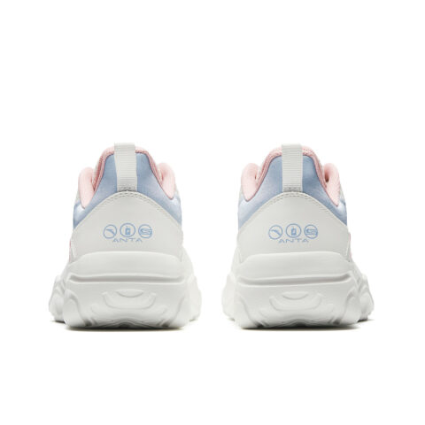 Anta Fabric Low top Trendy Versatile Training Shoes Women’s Papyrus White/Light Pink Blue/Frost Pink