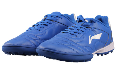 Li Ning TF Turf Artificial Turf Cushioning Slip Resistant Abrasion Resistant Lightweight Soccer Shoes Men’s Blue White