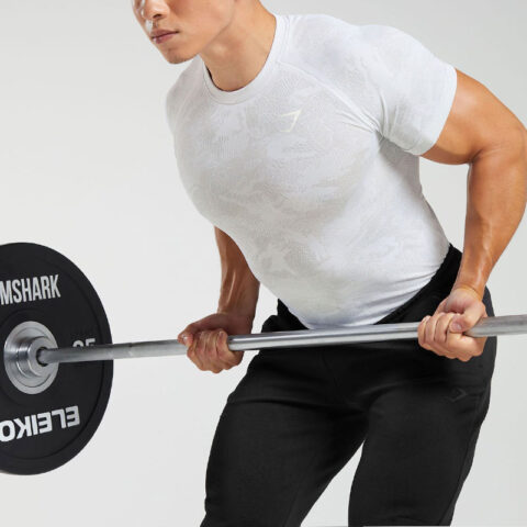 GYMSHARK Workout Clothing Men’s White/Light Gray